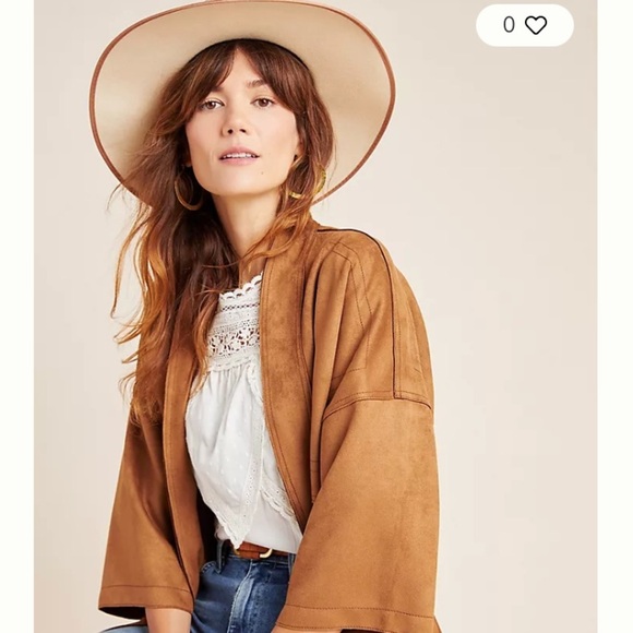 Anthropologie Scarlett Sueded Kimono Jacket NWT Bronze Brown - Picture 8 of 11